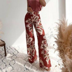 Zara Multicolor Printed Linen Pants